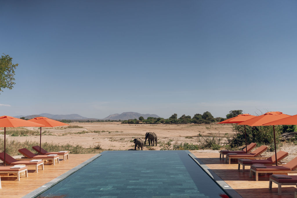 Ubuyu infinity pool overlooking the landscape of Ruaha