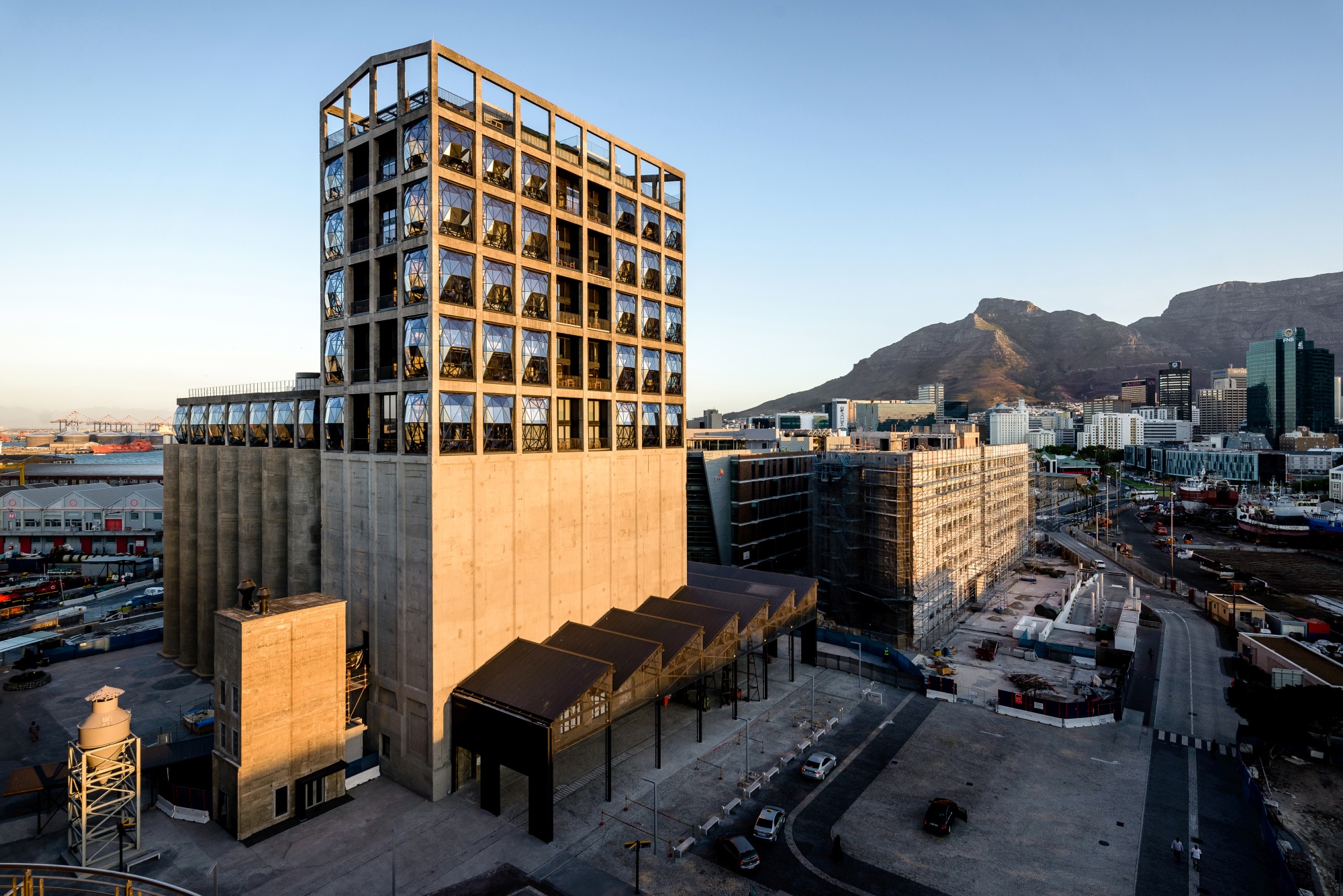 Pillowed glass windows of The Silo Hotel Cape Town